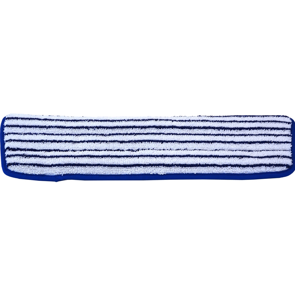 Hillyard, Trident, Microfiber Finish Hook and Loop Mop, White/Blue Striped, 18 inch, HIL20037, Sold as each.