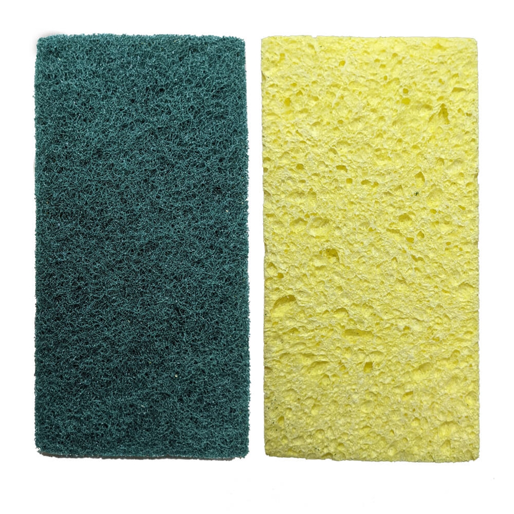 Hillyard, 74 Green Medium Scrubbing Sponge, Yellow and Green, HIL29952, 5 sponges per pack, 8 packs  per case, sold as 1 pack