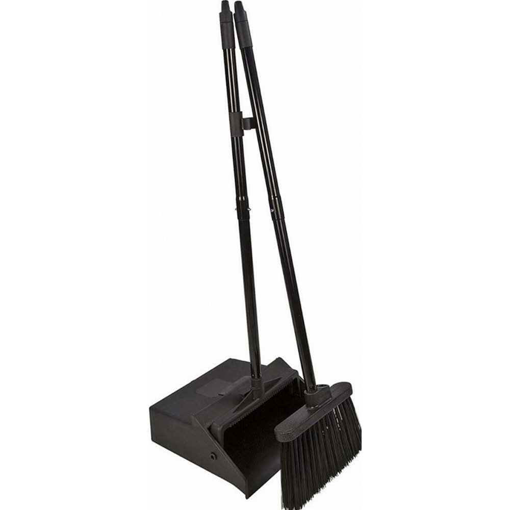 Lobby Broom with Dustpan, Black/Orange