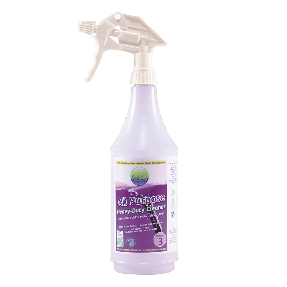 Aqua ChemPacs, Spray Bottle for All-Purpose Heavy Duty Cleaner 3, 4-0291,  12 bottles per case, sold per bottle