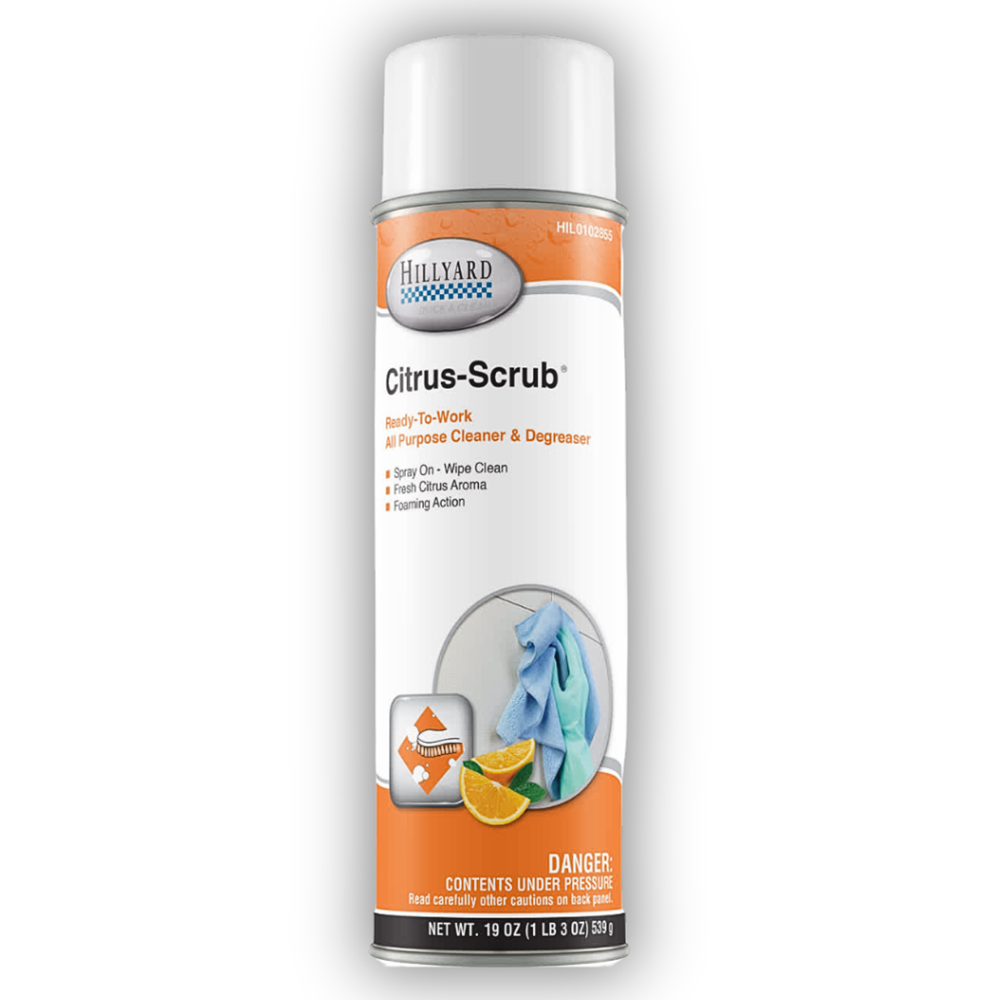 Hillyard, Citrus Scrub, All Purpose Cleaner Degreaser, 19 oz Aerosol Can, HIL0102855, Sold as each