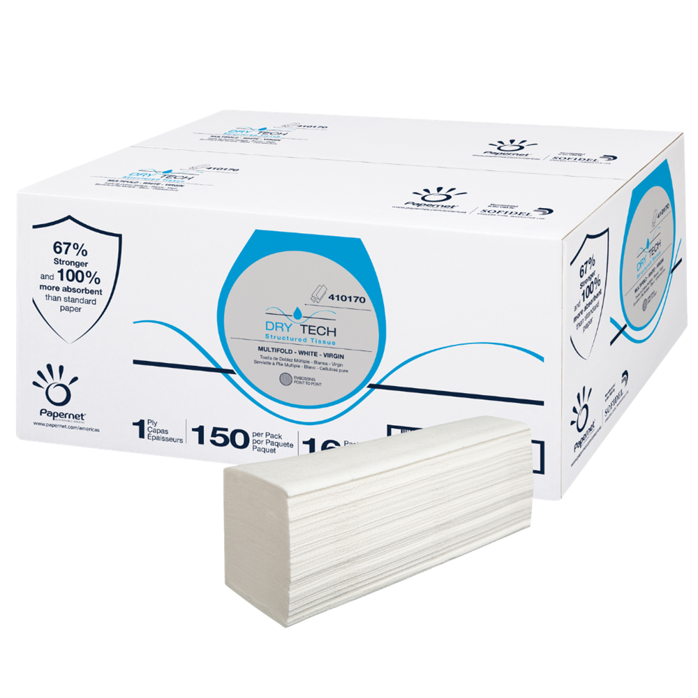 Papernet, Heavenly Soft Premium Multifold Paper Towel, Dry Tech, White, 9 x 9.25, 410170, Sold per Case