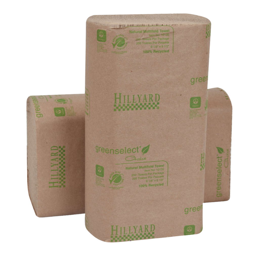 Hillyard, Green Select Choice, Folded Towel, Multifold, White, 16 packs per case