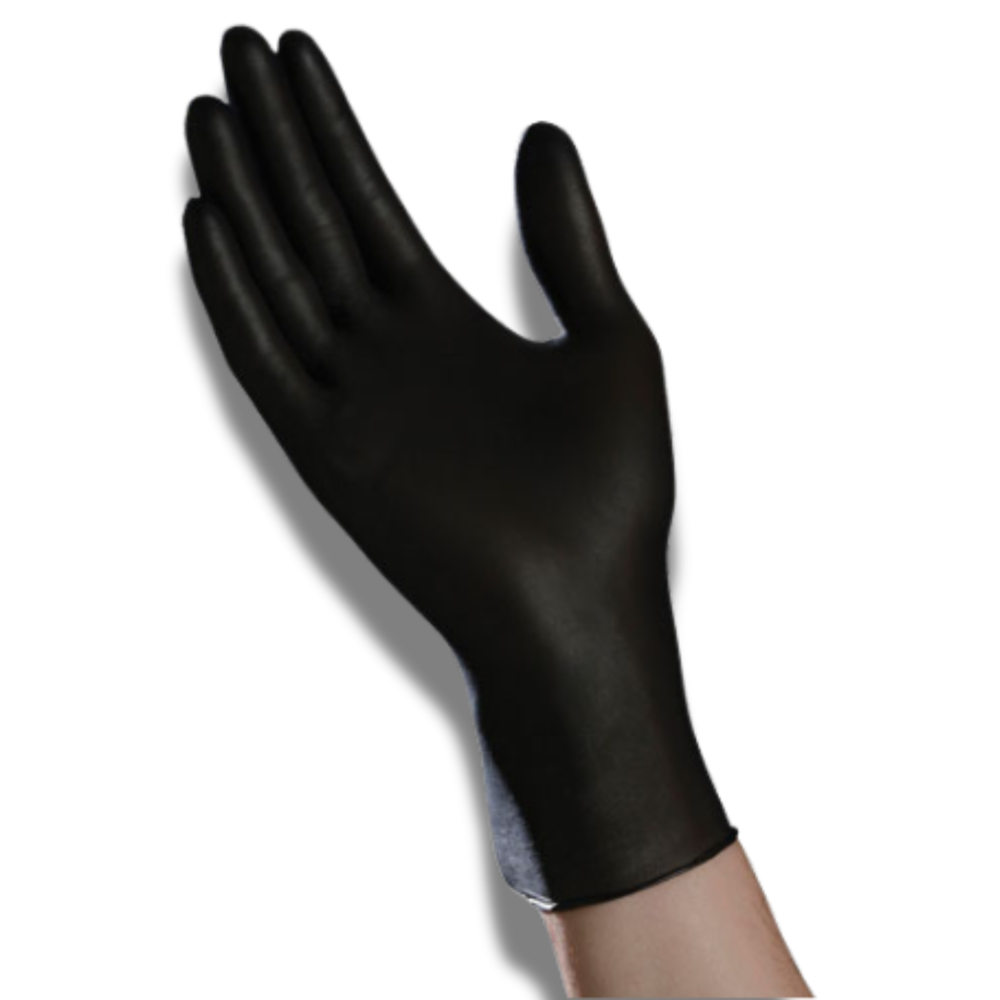 Tradex, Exam Grade Gloves, Nitrile, X-Large, 4 Mil, Black, 1 Box
