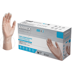 Ammex, Gloves, Vinyl Powder Free, Medical Exam, Large, VPF66100, 100 gloves per box, sold as 1 box