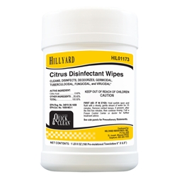 Hillyard Citrus Disinfectant Wipes, 1 Container of 160 Towelettes, HIL01173