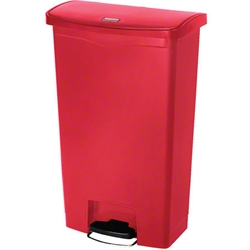 Rubbermaid, Streamline, Step-On Container with Resin Front Step, Red, 18 gallon, RUB1883568, Sold as each.