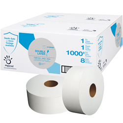 Papernet, Double Layer Jumbo Toilet Paper, White, 12 - 1000 Ft Rolls, 410050, Sold per Case